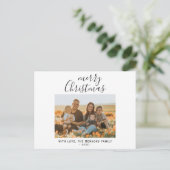 Minimal einfaches Weihnachts-Script-Foto Feiertagspostkarte (Stehend Vorderseite)