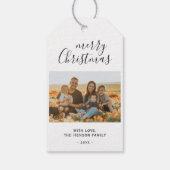 Minimal einfaches Weihnachts-Script-Foto Geschenkanhänger (Rückseite)