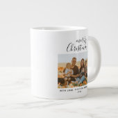 Minimal einfaches Weihnachts-Script-Foto Jumbo-Tasse (Vorderseite Rechts)