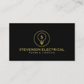 Minimal Electrician Company Logo Black Visitenkarte (Vorderseite)