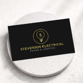 Minimal Electrician Company Logo Black Visitenkarte