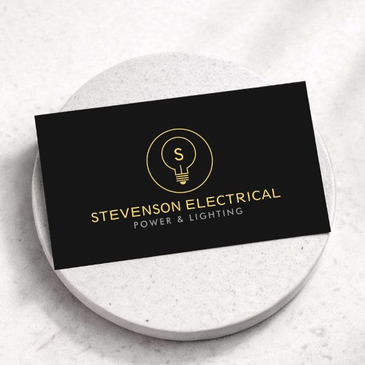 Minimal Electrician Company Logo Black Visitenkarte