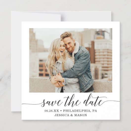 Minimal Elegance Foto Hochzeit speichern das Datum Magneteinladung (Vorderseite)