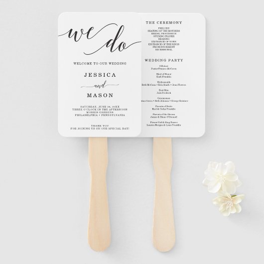 Minimal Elegance Wedding Program Fan Fächer (Vorne und Hinten)