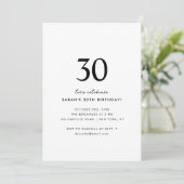 Minimal Elegant 30. Geburtstag Einladung (Stehend Vorderseite)