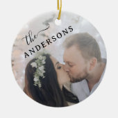 Minimal Elegant Angled Newlywed Foto Keramik Ornament (Vorne)