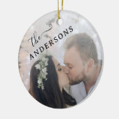 Minimal Elegant Angled Newlywed Foto Keramik Ornament (Links)