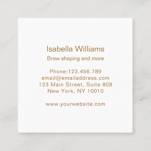 Minimal elegant Augenbrauen Visitenkarte (Rückseite)
