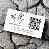 Minimal Elegant B&W Script QR Code Wedding RSVP Begleitkarte