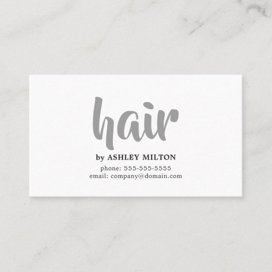 Minimal Elegant Black Gray White Hair Stylist Visitenkarte (Vorderseite)