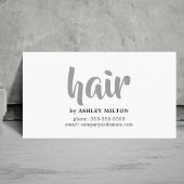 Minimal Elegant Black Gray White Hair Stylist Visitenkarte