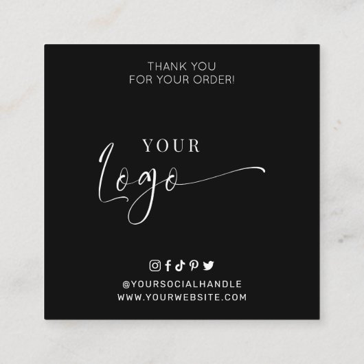 Minimal Elegant Black White Body Scrub Care Cards Quadratische Visitenkarte (Rückseite)