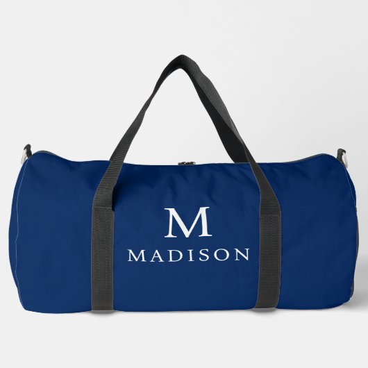 Minimal & elegant Blau & Weiß Individuelle Name Duffle Bag (Vorderseite)
