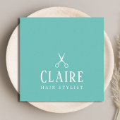 Minimal Elegant Blaue Schere Friseurstylistin Quadratische Visitenkarte