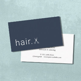 Minimal Elegant Blaue Schere Friseurstylistin Visitenkarte