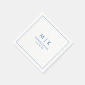 Minimal & elegant Blue Monogram Wedding Serviette (Ecke)