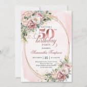 Minimal Elegant Blush 50th Birthday Invitation Einladung (Vorderseite)