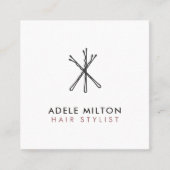 Minimal Elegant Blush Pink White Bobby Pins Hair Quadratische Visitenkarte (Vorderseite)