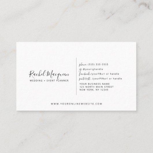 Minimal Elegant Blush Pink White Border Script Visitenkarte (Rückseite)