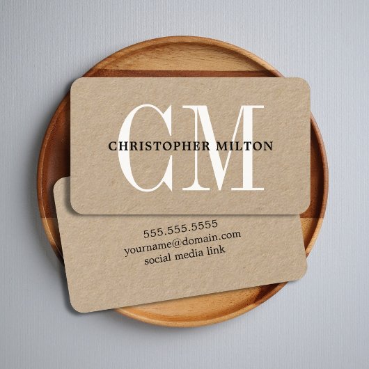 Minimal Elegant Bold Monogram Consultant Visitenkarte