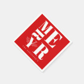 Minimal Elegant Bright Red White Frohe Weihnachten Serviette (Ecke)