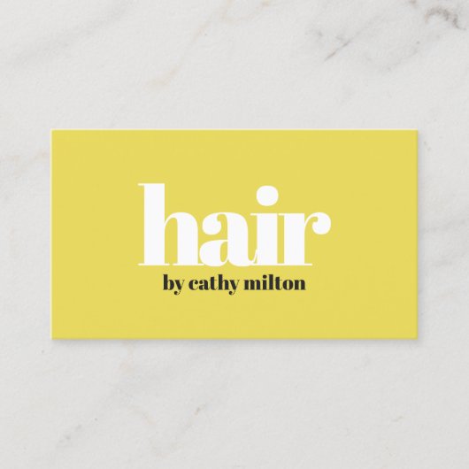 Minimal Elegant Bright Yellow Hair Stylist Visitenkarte (Vorderseite)
