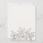 Minimal Elegant Brown Floral Sketch Babydusche Einladung (Rückseite)