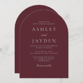 Minimal Elegant Burgund Roter Wein Hochzeit Einladung (Vorne/Hinten)