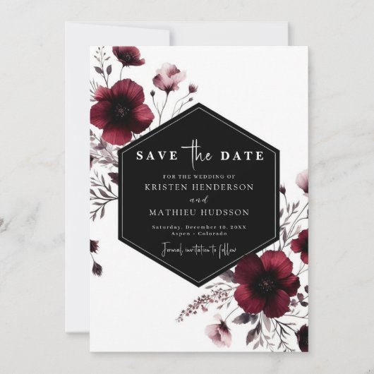 Minimal Elegant Burgundy Wedding Save The Date (Vorderseite)
