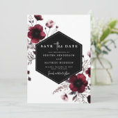 Minimal Elegant Burgundy Wedding Save The Date (Stehend Vorderseite)