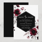 Minimal Elegant Burgundy Wedding Save The Date (Vorne/Hinten)