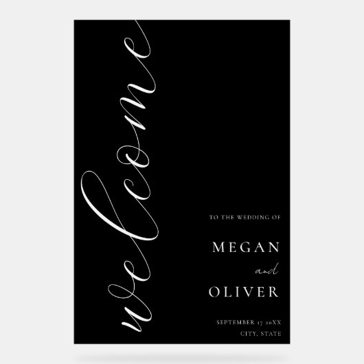 Minimal Elegant Calligrafy Script Wedding Willkomm Acrylschild (Vorderseite)