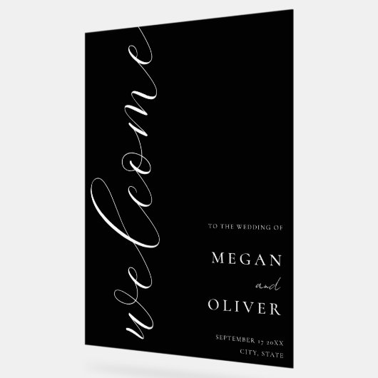 Minimal Elegant Calligrafy Script Wedding Willkomm Acrylschild (Winkel)