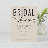 Minimal Elegant Calligraphy Script-Brautparty Einladung (Stehend Vorderseite)