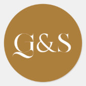 Minimal Elegant Calligraphy Wedding Monogram Runder Aufkleber (Vorderseite)