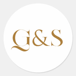 Minimal Elegant Calligraphy Wedding Monogram Runder Aufkleber