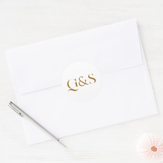 Minimal Elegant Calligraphy Wedding Monogram Runder Aufkleber (Umschlag)