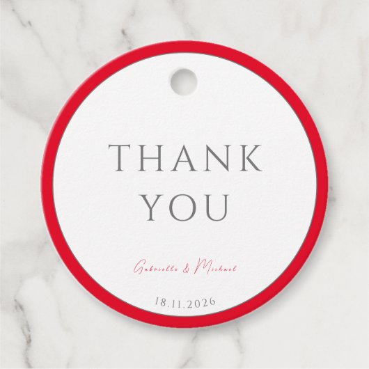 Minimal Elegant Cherry Red Simple Wedding Geschenkanhänger (Vorderseite)