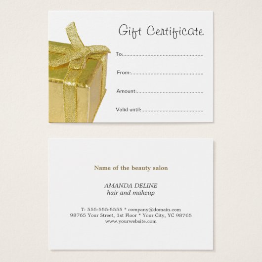 Minimal Elegant Clean Gold GeschenkBox Geschenkgut (Vorne & Hinten)