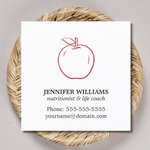 Minimal Elegant Cool Red Apple Nutritionist Quadratische Visitenkarte