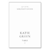 Minimal Elegant Custom Wedding Place Card Tischnummer (Vorderseite)