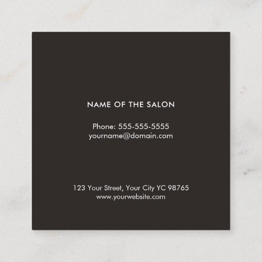Minimal Elegant Dunkelrosa Schere Haarstylist Quadratische Visitenkarte (Rückseite)