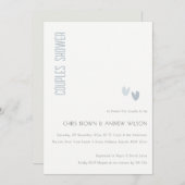 Minimal Elegant Dusky Blue Hearts Couples Dusche Einladung (Vorne/Hinten)