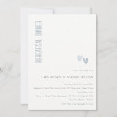 Minimal Elegant Dusky Blue Hearts Probe Abendessen Einladung (Vorderseite)