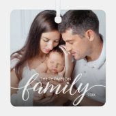 Minimal Elegant Einfache Liebe Weihnachten Foto Ornament Aus Metall (Rückseite)