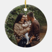 Minimal Elegant Einfaches Weihnachts-Foto Keramik Ornament (Hinten)