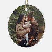 Minimal Elegant Einfaches Weihnachts-Foto Keramik Ornament (Links)