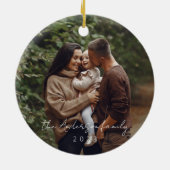 Minimal Elegant Einfaches Weihnachts-Foto Keramik Ornament (Hinten)