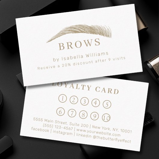 Minimal Elegant Eyebrow Salon Loyalty Visitenkarte