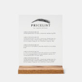 Minimal Elegant Eyebrow Salon Pricelist Acrylschild (Vorderseite)